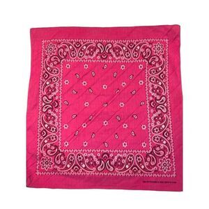 Hot Pink Paisley Print Cotton Bandana Pocket Square   Hankie Kerchief His/Her